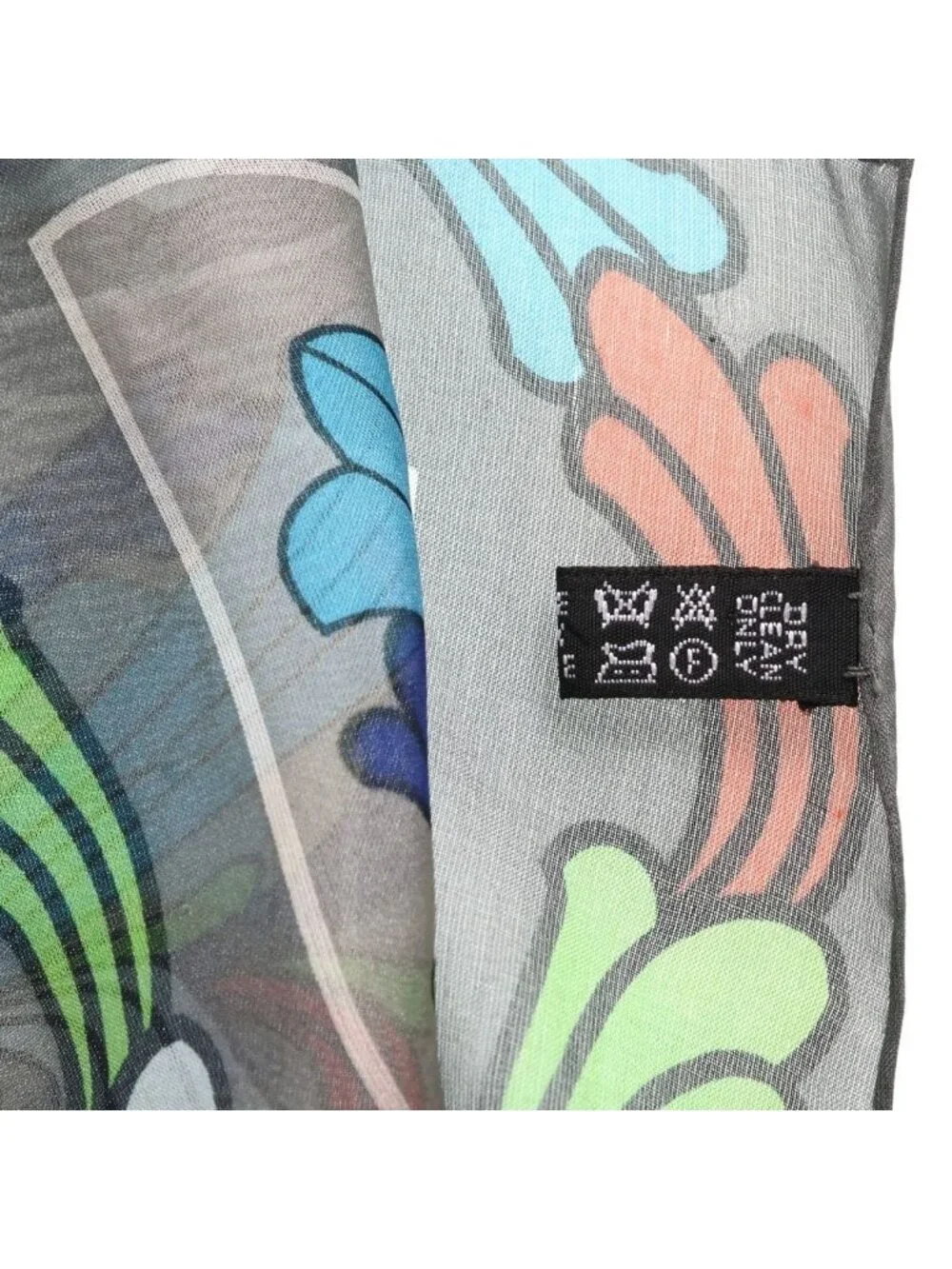 Chrome Hearts Flrl Print Scarf Multi Floral Cross Silk Gray Multicolor